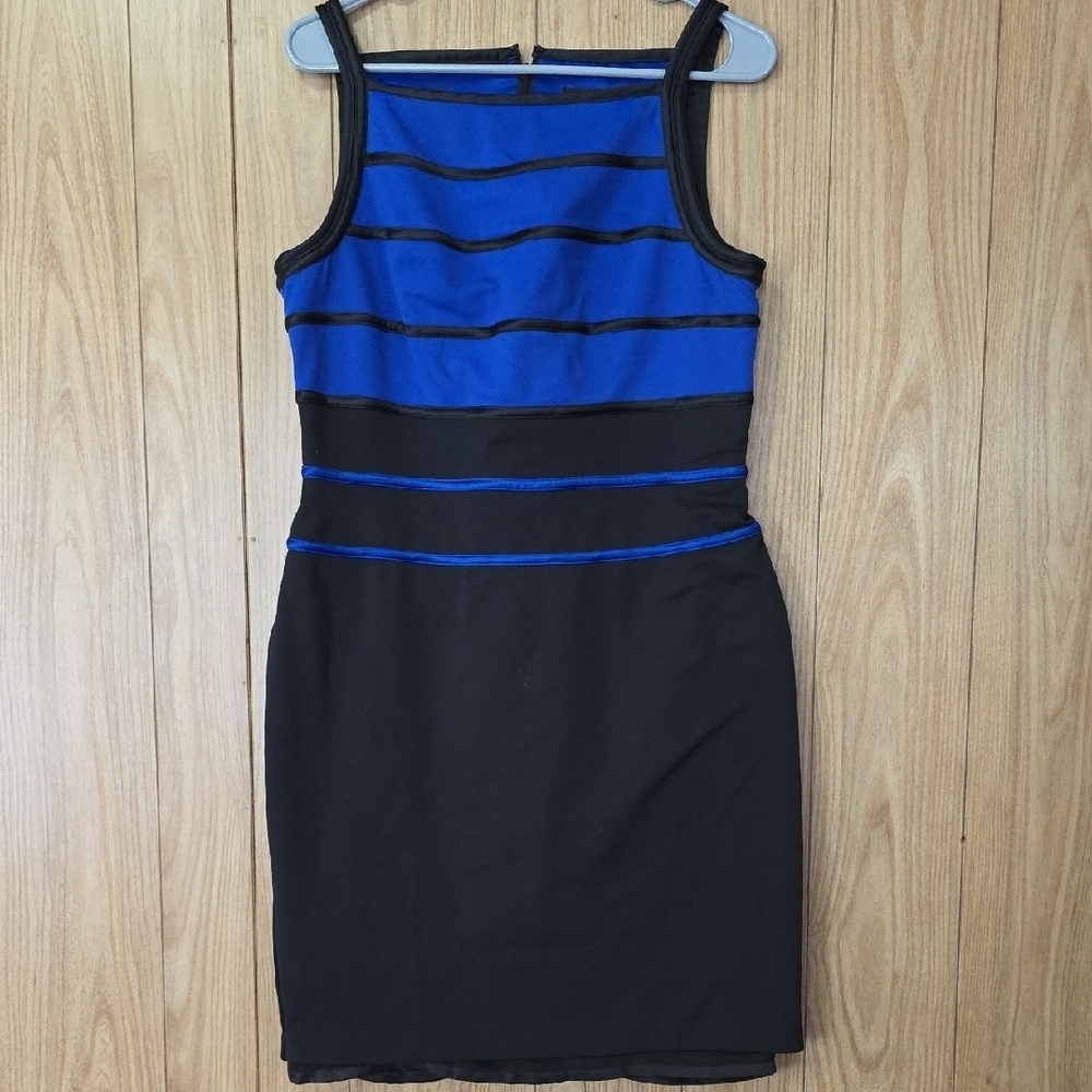 White House Black Market Blue and Black Mini Dress - Picture 1 of 8